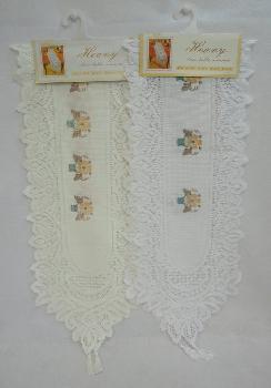 13"x54" Lace Table Runner with Printed Flower Baskets
